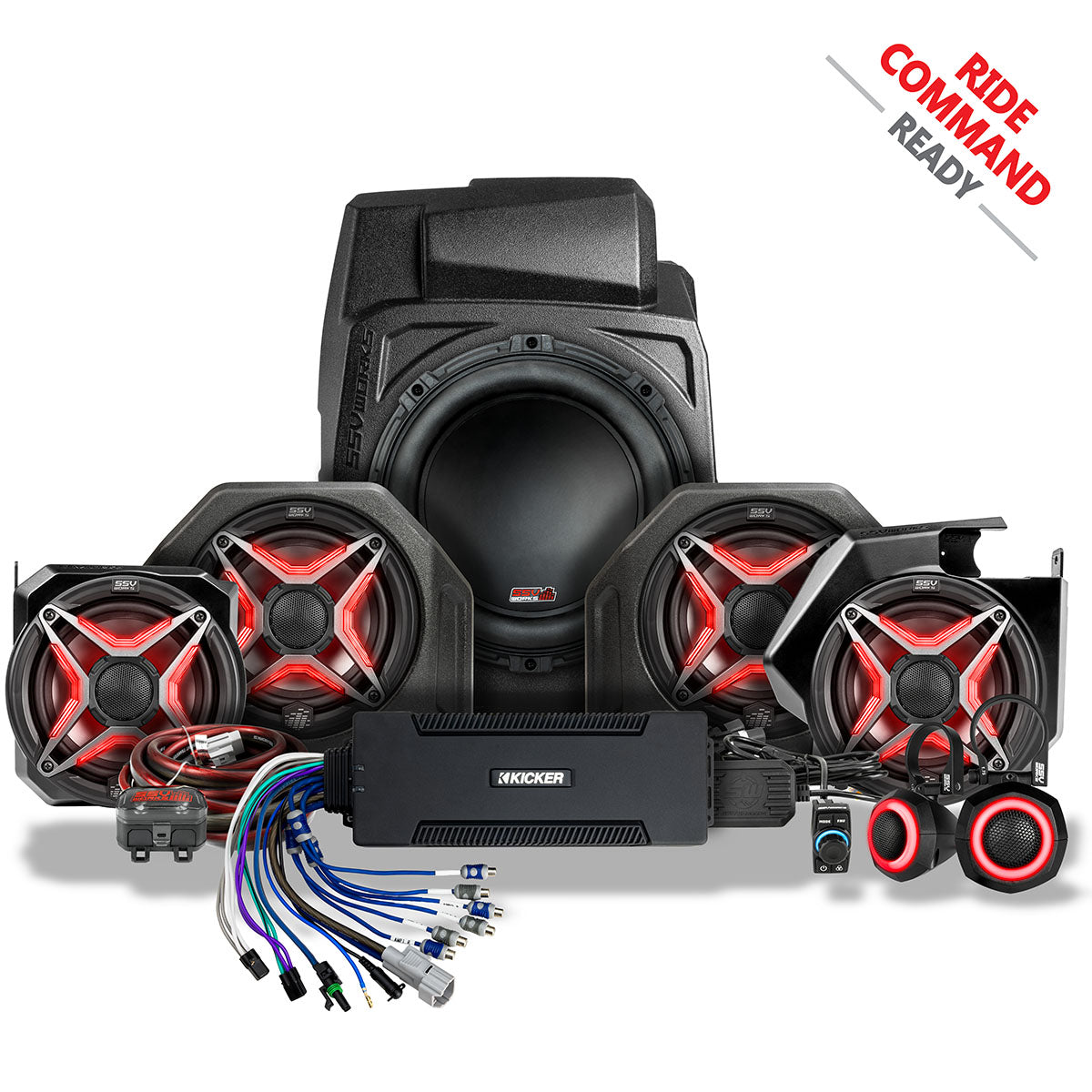 2025-2026 Polaris® RZR Pro R / Pro S / Pro XP Phase-5 V-Spec 7-Speaker Plug-&-Play Kit for Ride Command