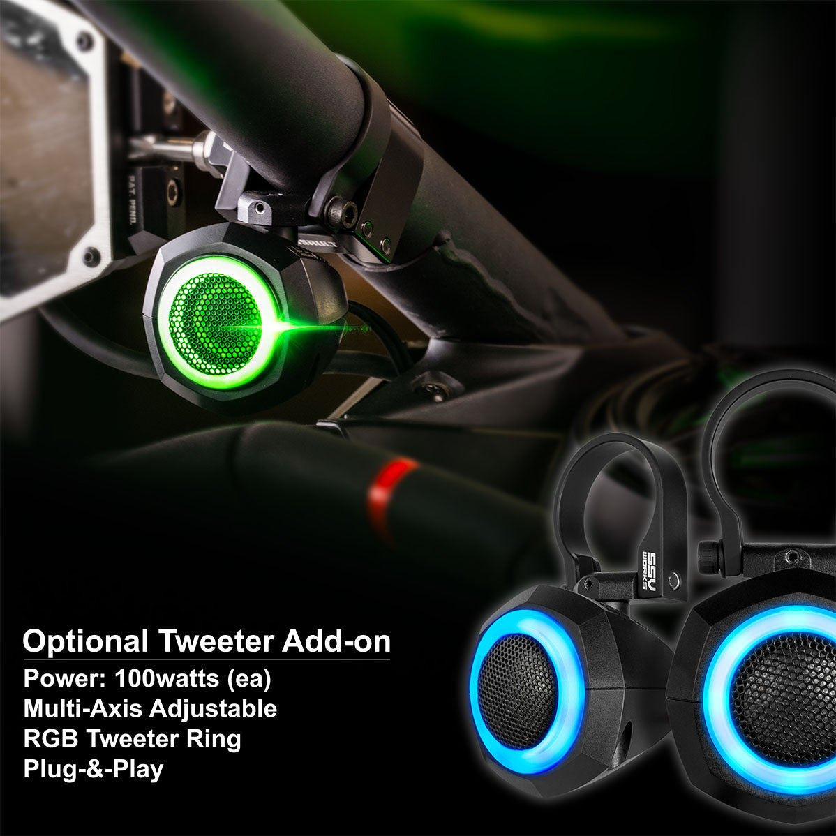 2024-2026 Can-Am® Maverick R, Phase-4 V-Spec 1650watt 5-Speaker Stereo System